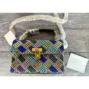 NWT Kurt Geiger Brixton Rainbow Multicolor Crystal Crossbody Bag